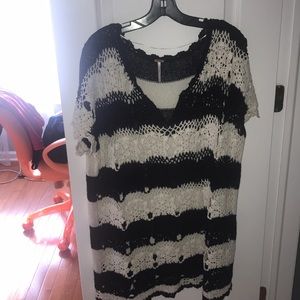 Free People striped short sleeve sweater